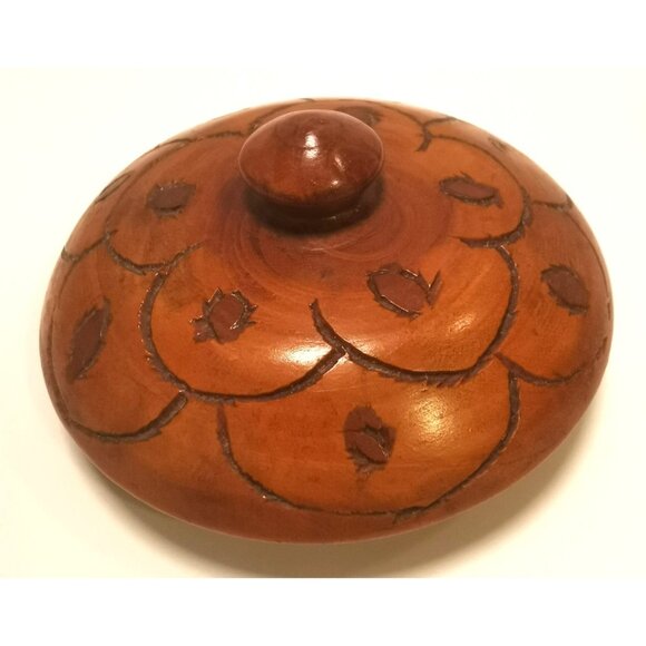 Acorn Hardwood Lidded Container Hand Carved Vintage - Picture 5 of 10